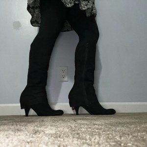 Fergalicious Black Suede Tall Boots Size 9M